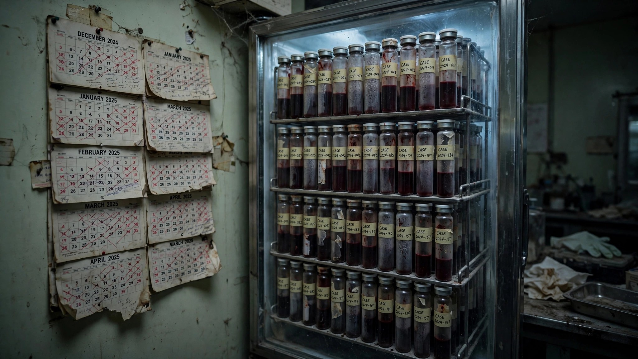 DUI blood test vials queued in a forensic toxicology lab