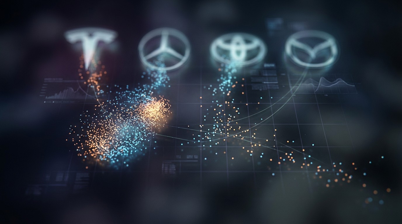 Brand logos dissolving into fatality rate data