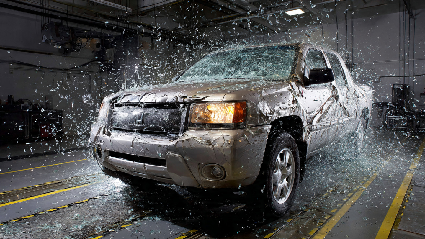 Honda Ridgeline in crash test laboratory