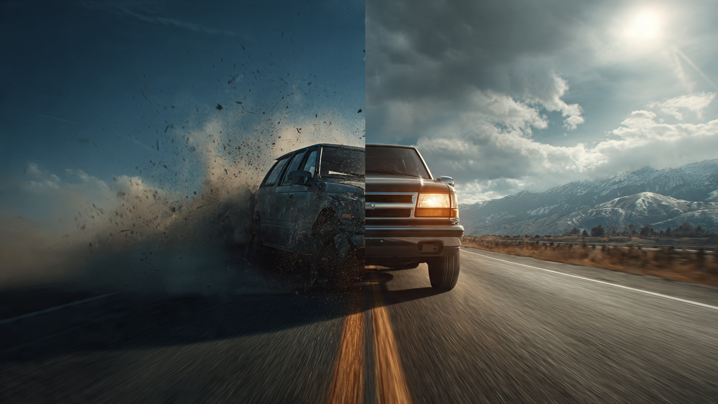 Modern SUV safety evolution illustration