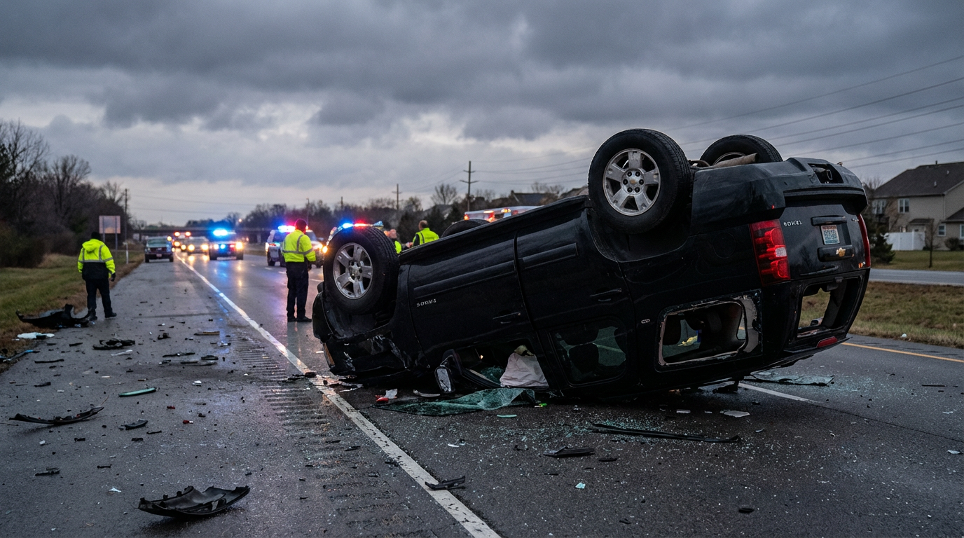Chevrolet Tahoe SUV crash scene