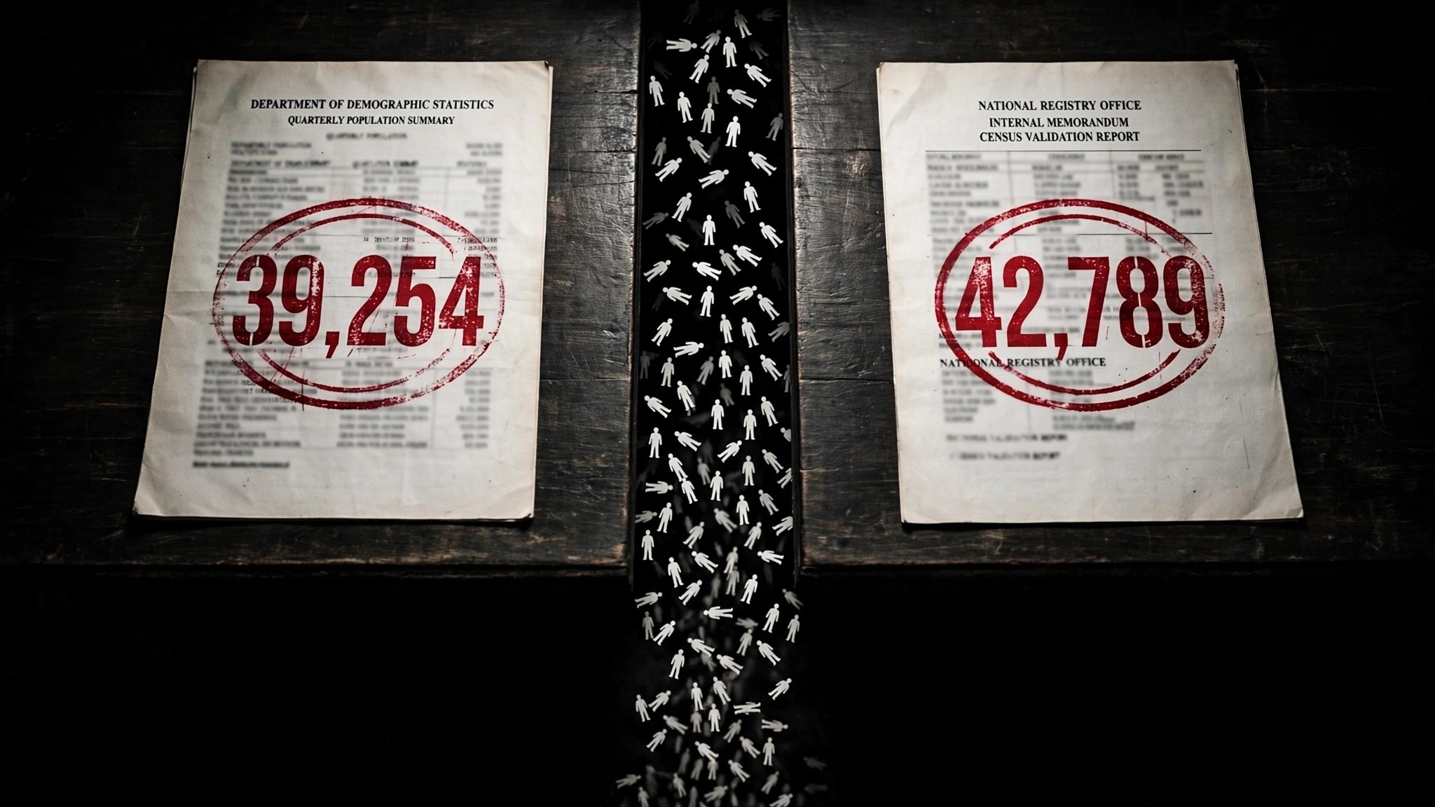 Two diverging tally marks representing conflicting federal death counts